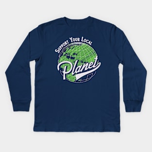 Support Your Local Planet Retro Kids Long Sleeve T-Shirt